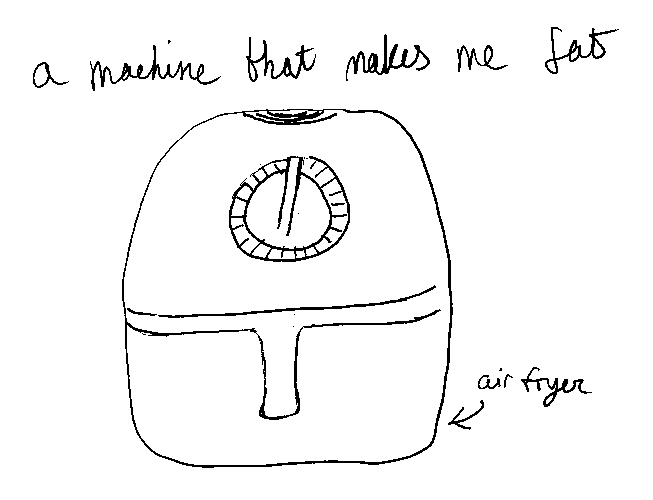 a machine that makes me fat (air fryer)