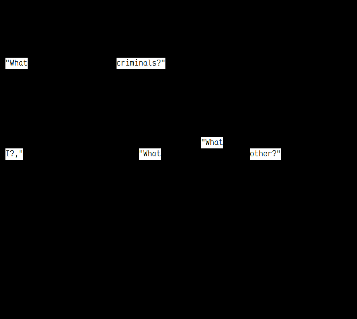 Diff poem from Against Prisons: "What criminals?" I?," / "What / "What other?"